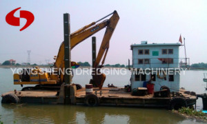 Excavator Barge in River for Sale